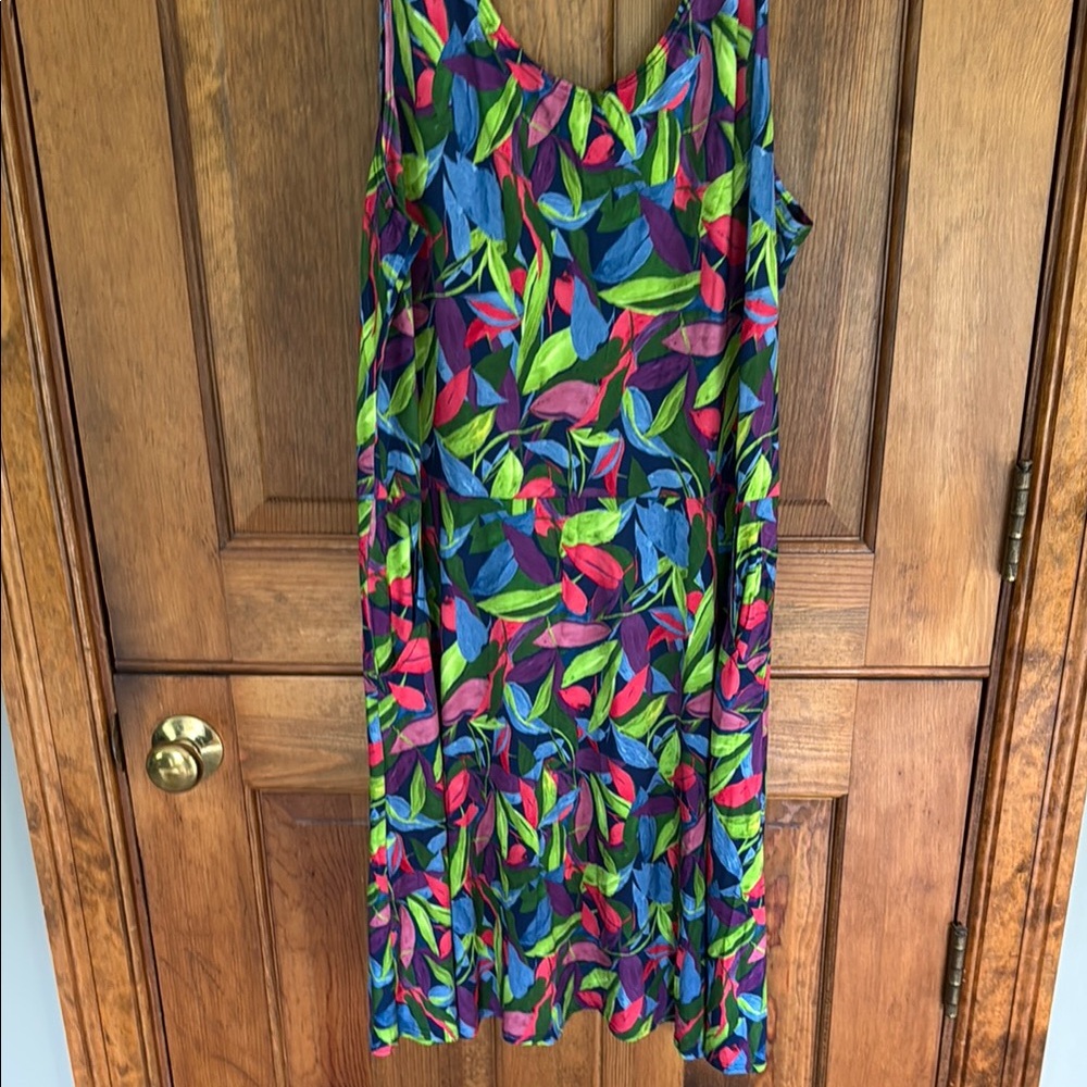 Colorful Leaf Print Midi Dress